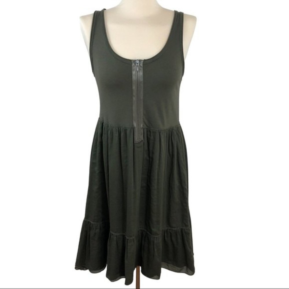 Danza Athleisure Mini Zipper Tank Dress Army Green S